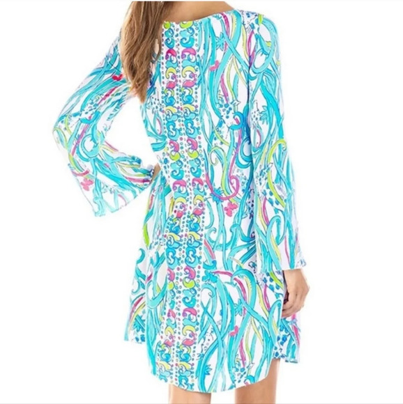 Lilly Pulitzer Colette Tunic Dress in Giraffe‎ Print Bell Sleeve xxs - Picture 7 of 7